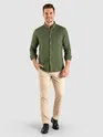 Military Green Waffle Button-Down Cotton Shirt
