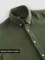 Military Green Waffle Button-Down Cotton Shirt
