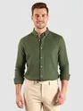 Military Green Waffle Button-Down Cotton Shirt