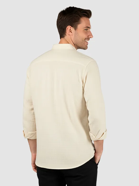 Off-White Waffle Button-Down Cotton Shirt