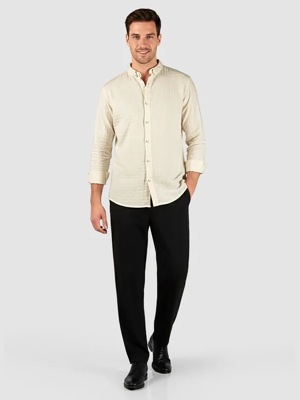 Off-White Waffle Button-Down Cotton Shirt