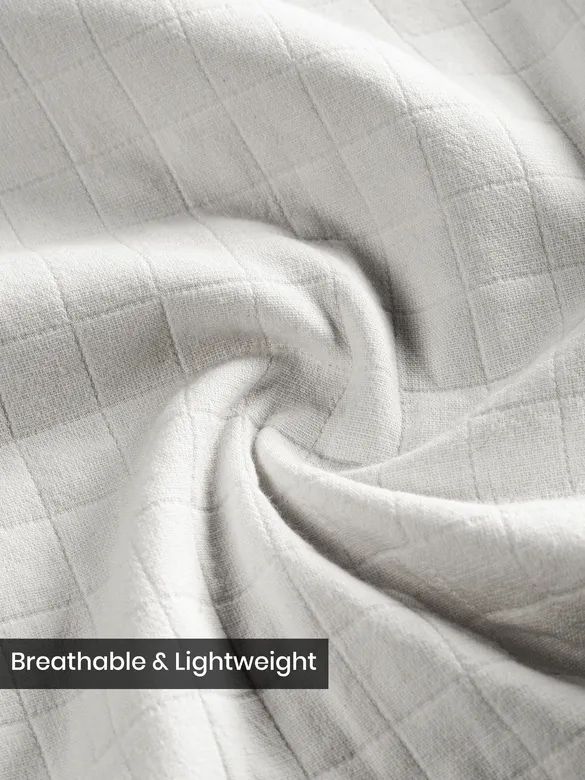 White Waffle Button-Down Cotton Shirt