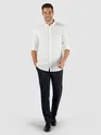 White Waffle Button-Down Cotton Shirt