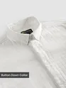 White Waffle Button-Down Cotton Shirt