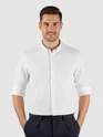 White Waffle Button-Down Cotton Shirt