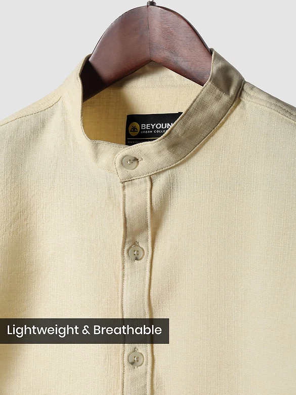 Beige Breezy Stand Collar Shirt