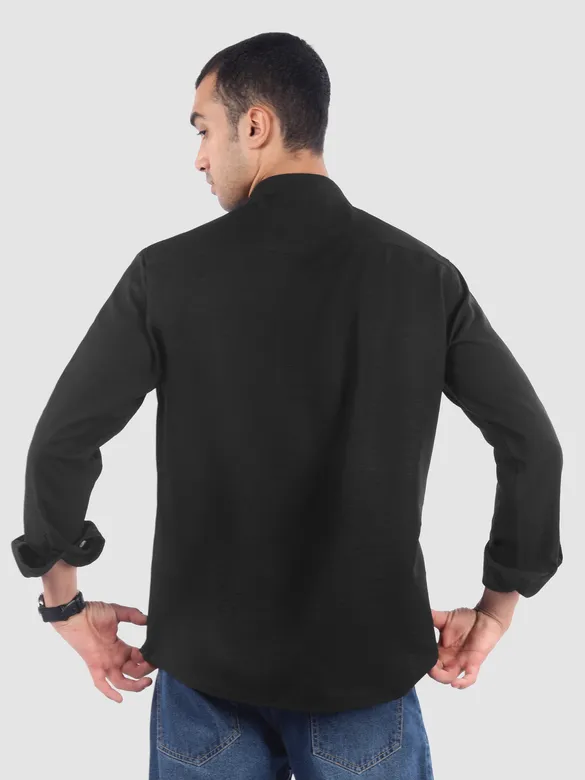 Black Breezy Stand Collar Shirt