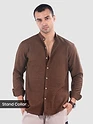 Coffee Brown Breezy Stand Collar Shirt