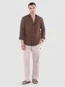 Coffee Brown Breezy Stand Collar Shirt