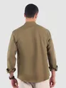 Khaki Brown Breezy Stand Collar Shirt