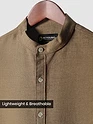 Khaki Brown Breezy Stand Collar Shirt