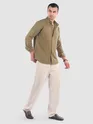Khaki Brown Breezy Stand Collar Shirt