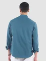 Teal Blue Breezy Stand Collar Shirt