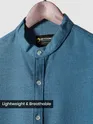 Teal Blue Breezy Stand Collar Shirt