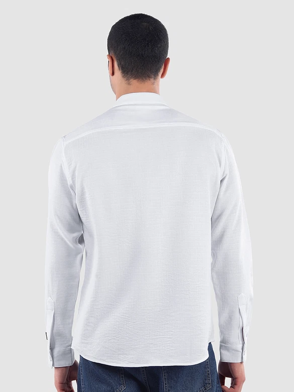 White Breezy Stand Collar Shirt