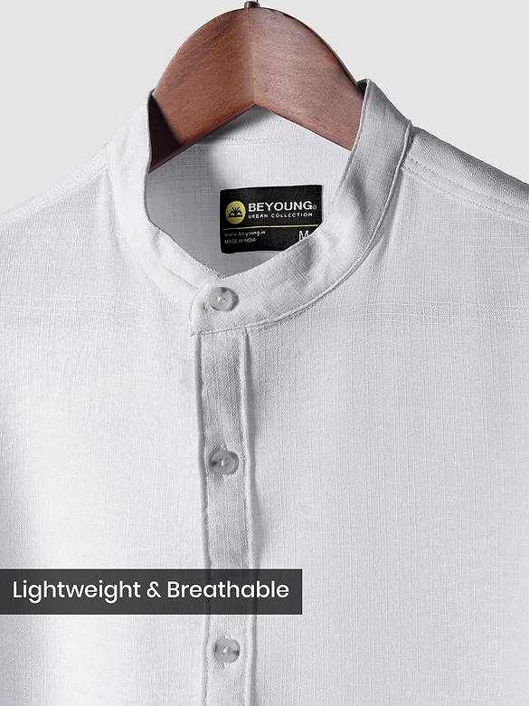 White Breezy Stand Collar Shirt