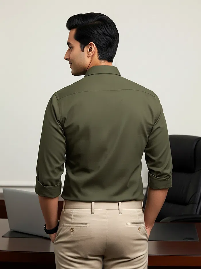Army Green - Plain Cotton Shirts