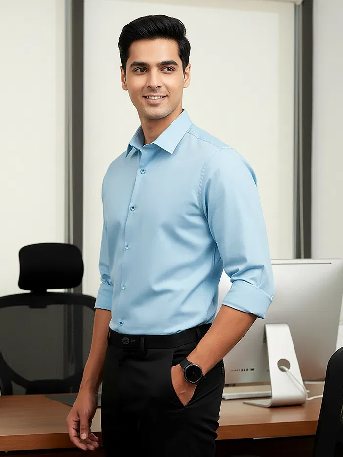 Sky Blue - Plain Cotton Shirts