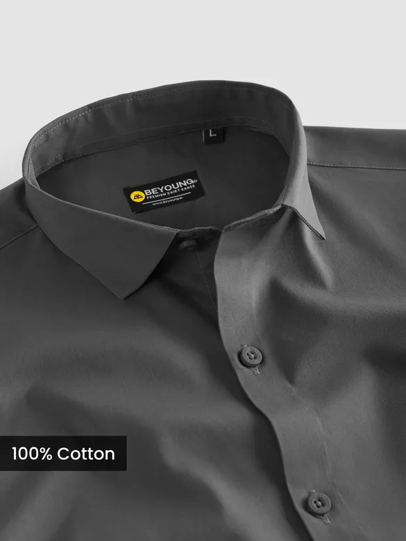 Dark Grey Plain Cotton Shirts