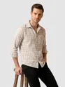 Beige Busy Check Cotton Shirt