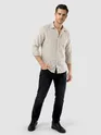 Beige Busy Stripe Cotton Shirt