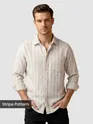 Beige Dual Stripe Cotton Shirt