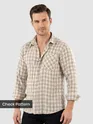 Beige Plaid Check Cotton Shirt