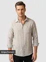 Beige Single Stripe Cotton Shirt