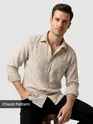 Beige Window Check Cotton Shirt