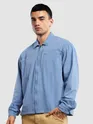 Blue Overdyed Zipper Shacket