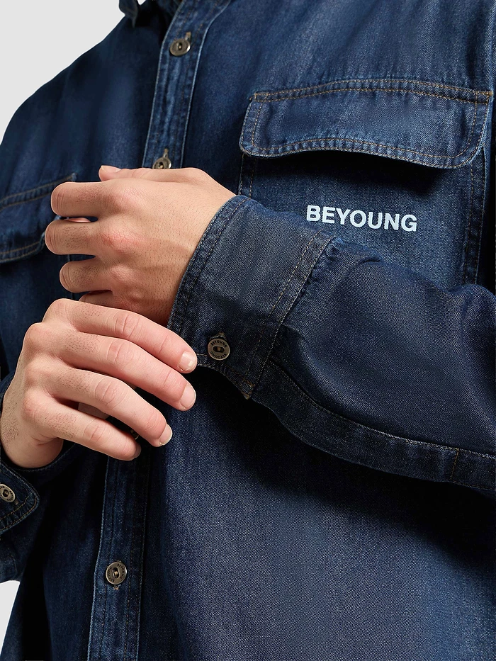 Dark Blue Dual Pocket Denim Shirt