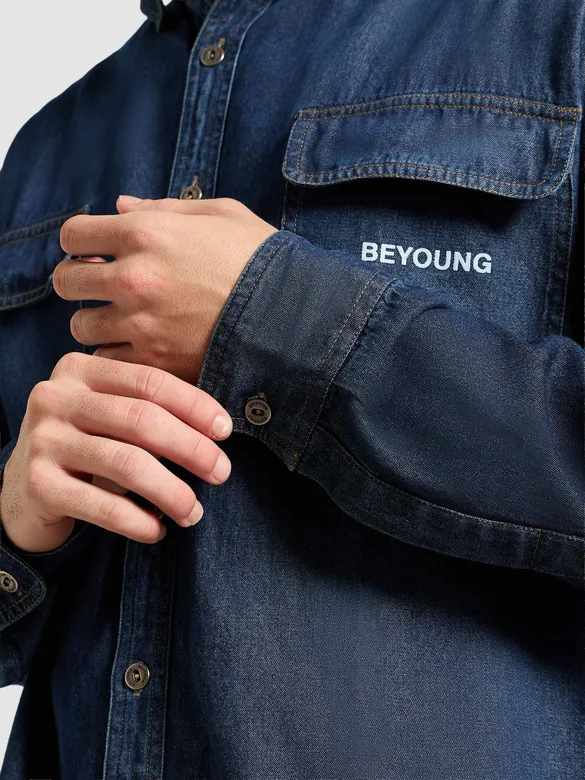 Dark Blue Dual Pocket Denim Shirt