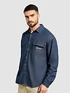 Dark Blue Dual Pocket Denim Shirt