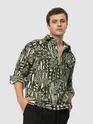 Patterned green and black shacket for men, 