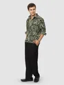 Green and Black Abstract Print Shacket