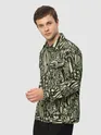 Green and Black Abstract Print Shacket