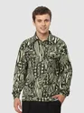 Green and Black Abstract Print Shacket