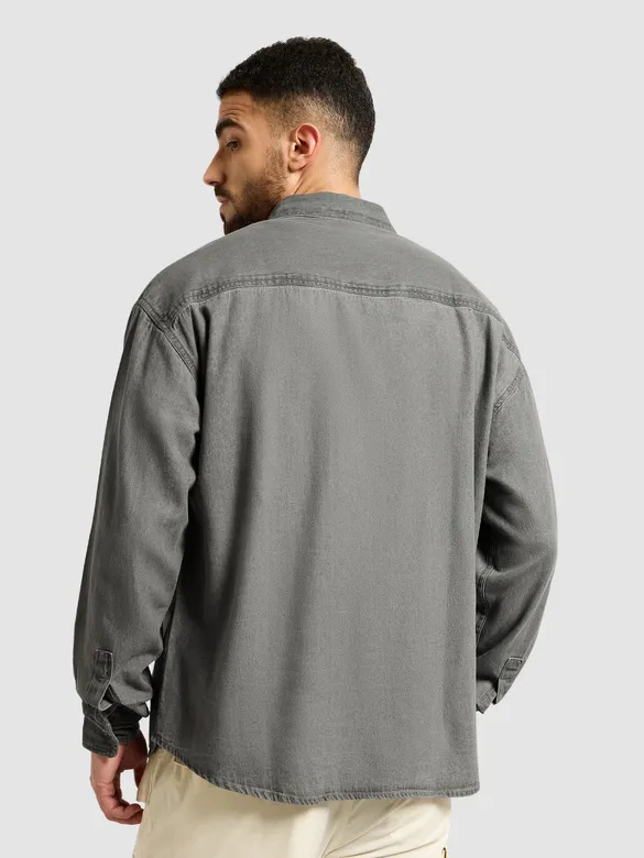 Light Grey Dual Pocket Denim Shirt