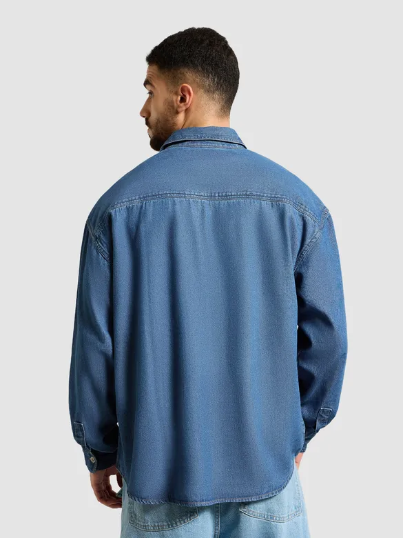 Mid Blue Dual Pocket Denim Shirt