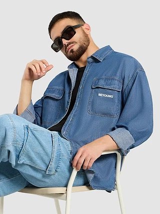 Mid Blue Dual Pocket Denim Shirt