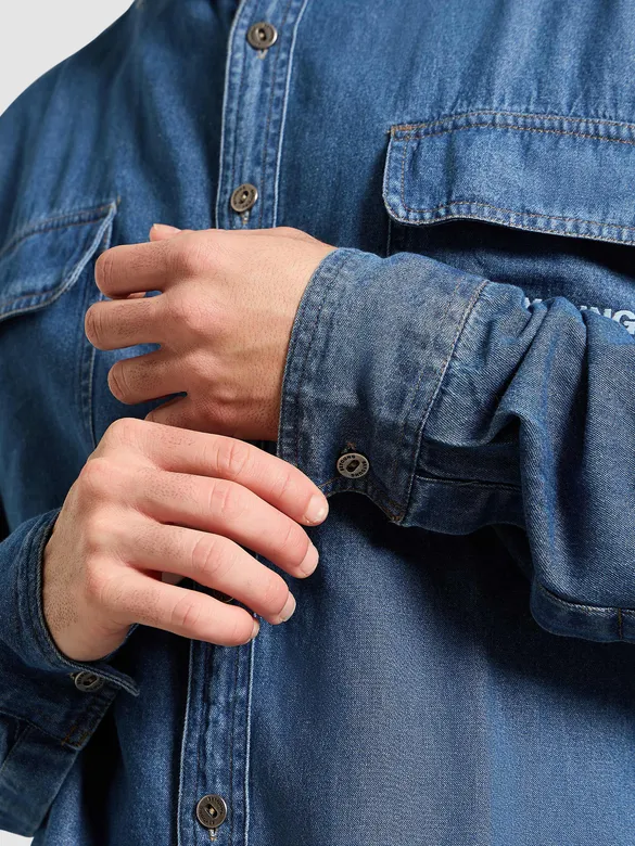 Mid Blue Dual Pocket Denim Shirt