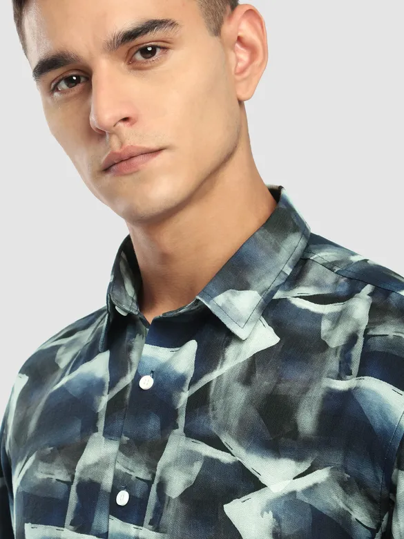 Navy Ethereal Printed Shirt