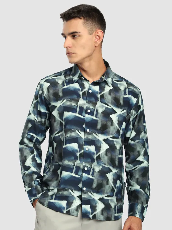 Navy Ethereal Printed Shirt
