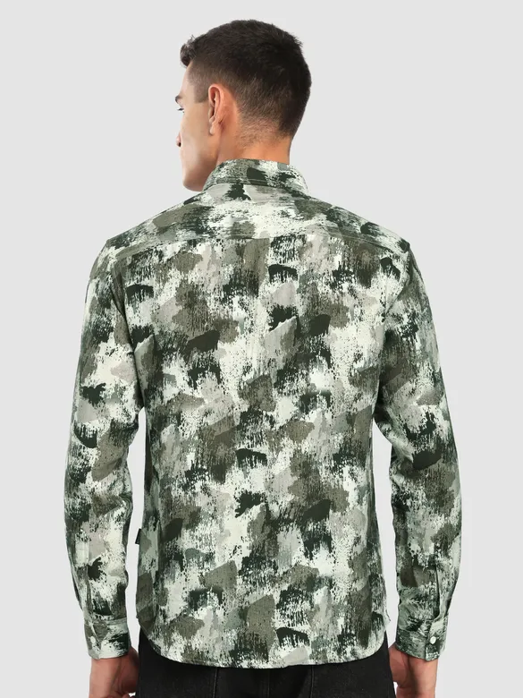 Olive Ethereal Printed Shirt