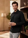 Black Roll-Up Sleeve Shirt