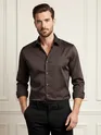 Collage of men's satin shirts in black and green and 10 colors available, 