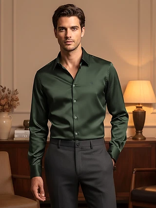 Dark Green Satin Shirt