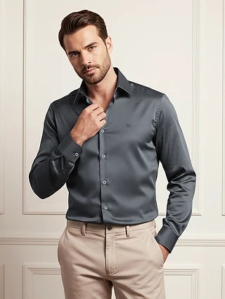 Man in Dark Grey Satin Shirts for men