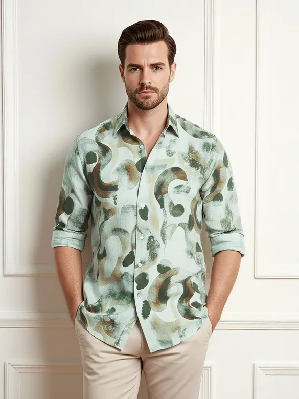 Green Ethereal Printed Shirt