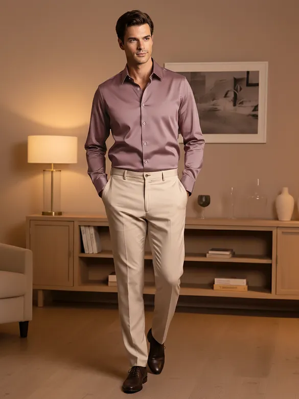 Mauve Pink Satin Shirt - Beyoung